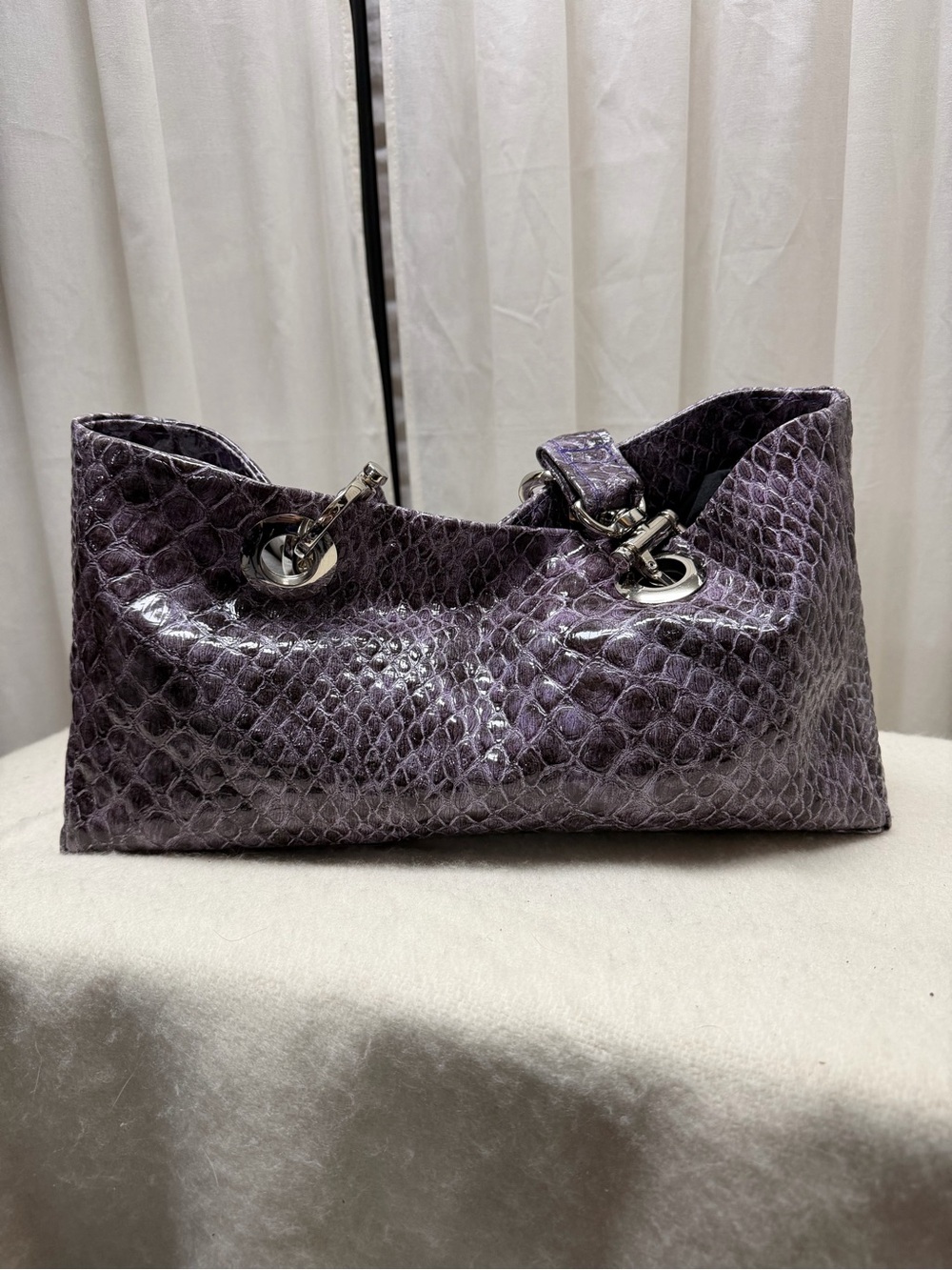 Karen Lewis Originals Viva Purple Snakeskin Y2K Shoulder Bag Purse